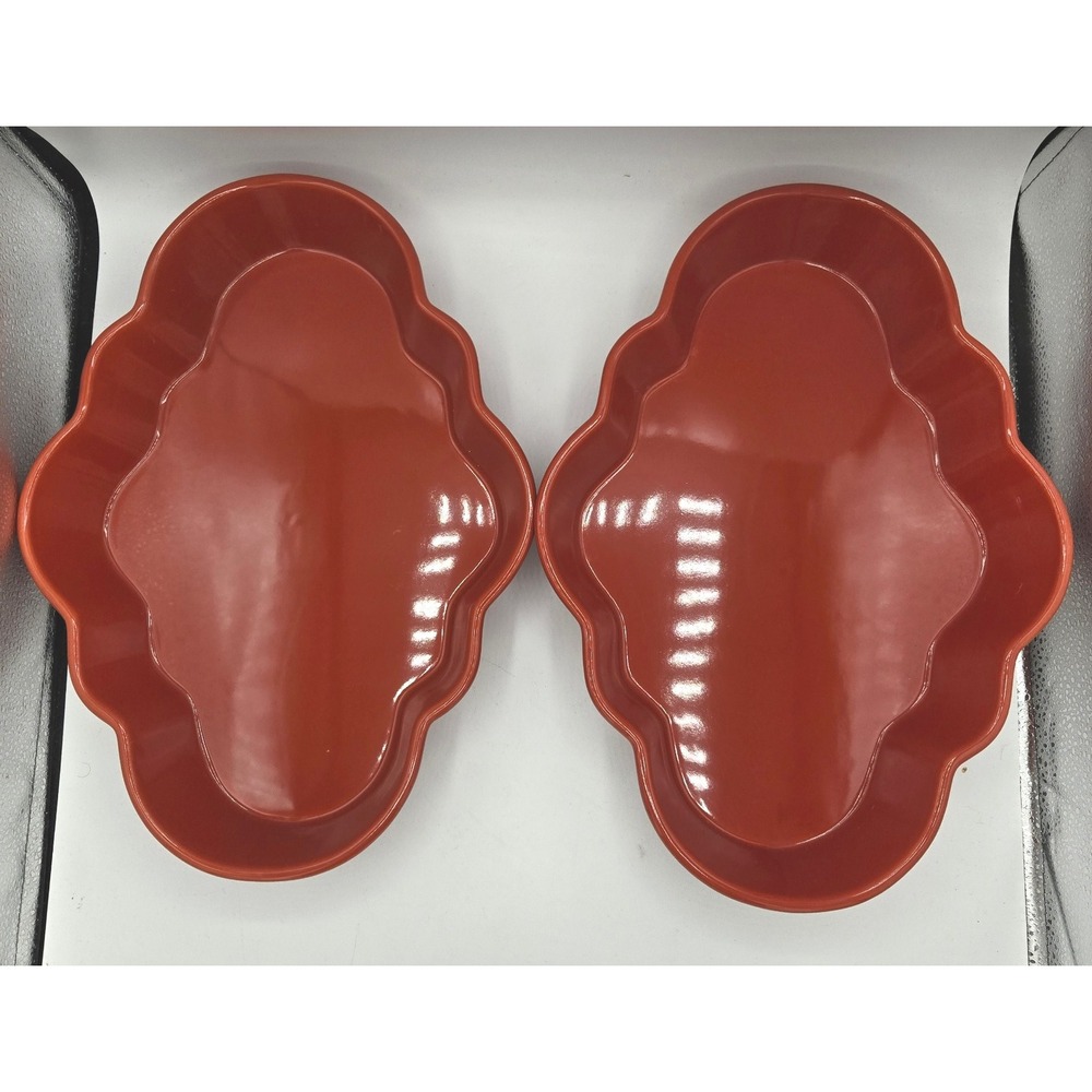 Rare Set of 2 Chantal 2006 Red Scalloped Bakers